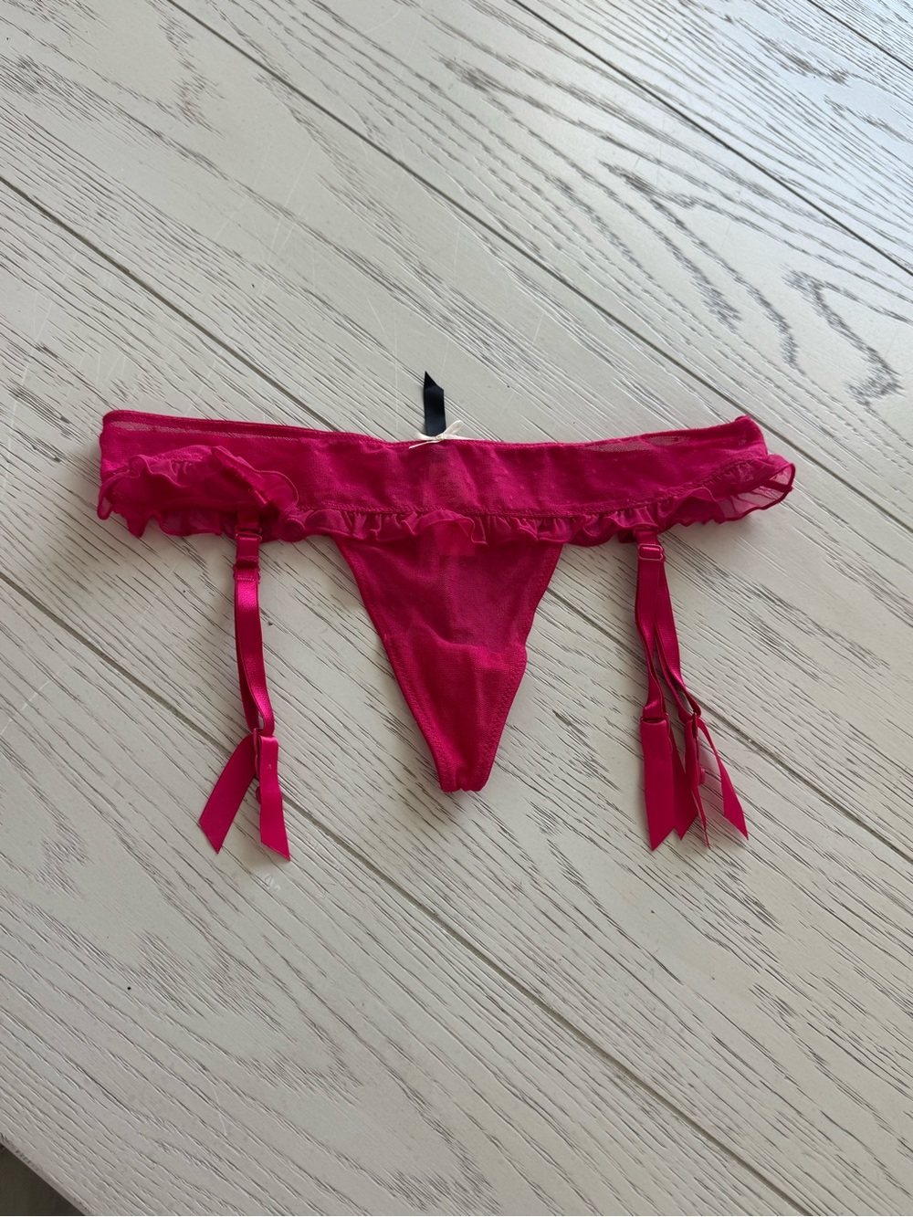 Victoria's Secret Fuchsia Ruffle Garter Thong